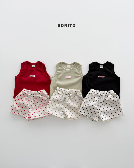 【期間限定 PRE-ODER】4.Bébé Sleeveless Dot Pants Set