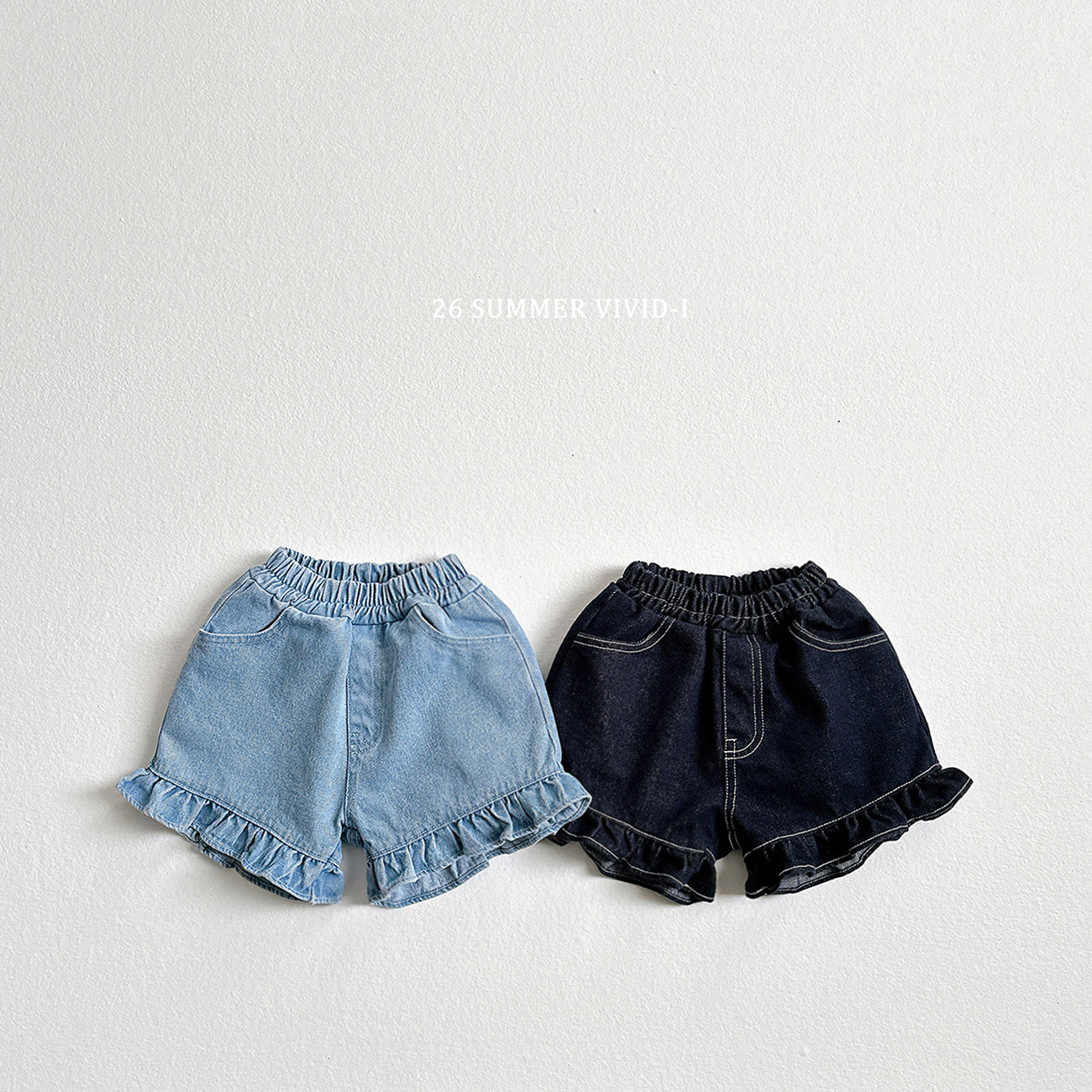 【PREORDER受付終了、ご希望はお問い合わせください。】12.Frill NonFade Denim Shorts