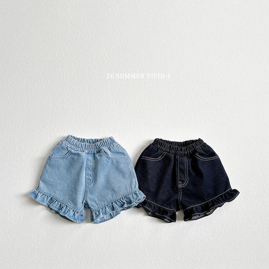【PREORDER受付終了、ご希望はお問い合わせください。】12.Frill NonFade Denim Shorts
