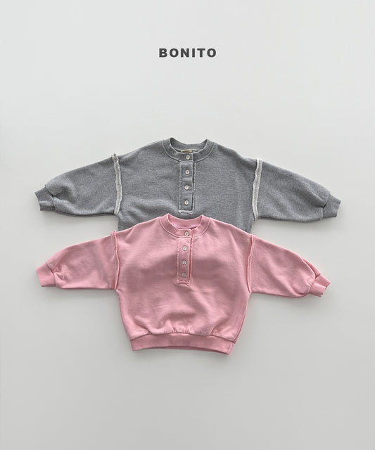 34.Raw Edge Placket Sweatshirt
