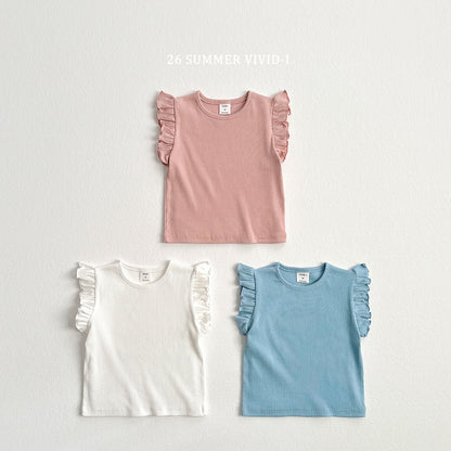 【PREORDER受付終了、ご希望はお問い合わせください。】77.Rib Frill Sleeveless Top