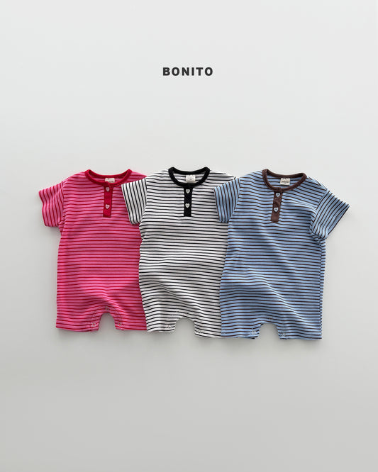 【期間限定 PRE-ODER】9.Bébé Summer Waffle Stripe Henley Suit
