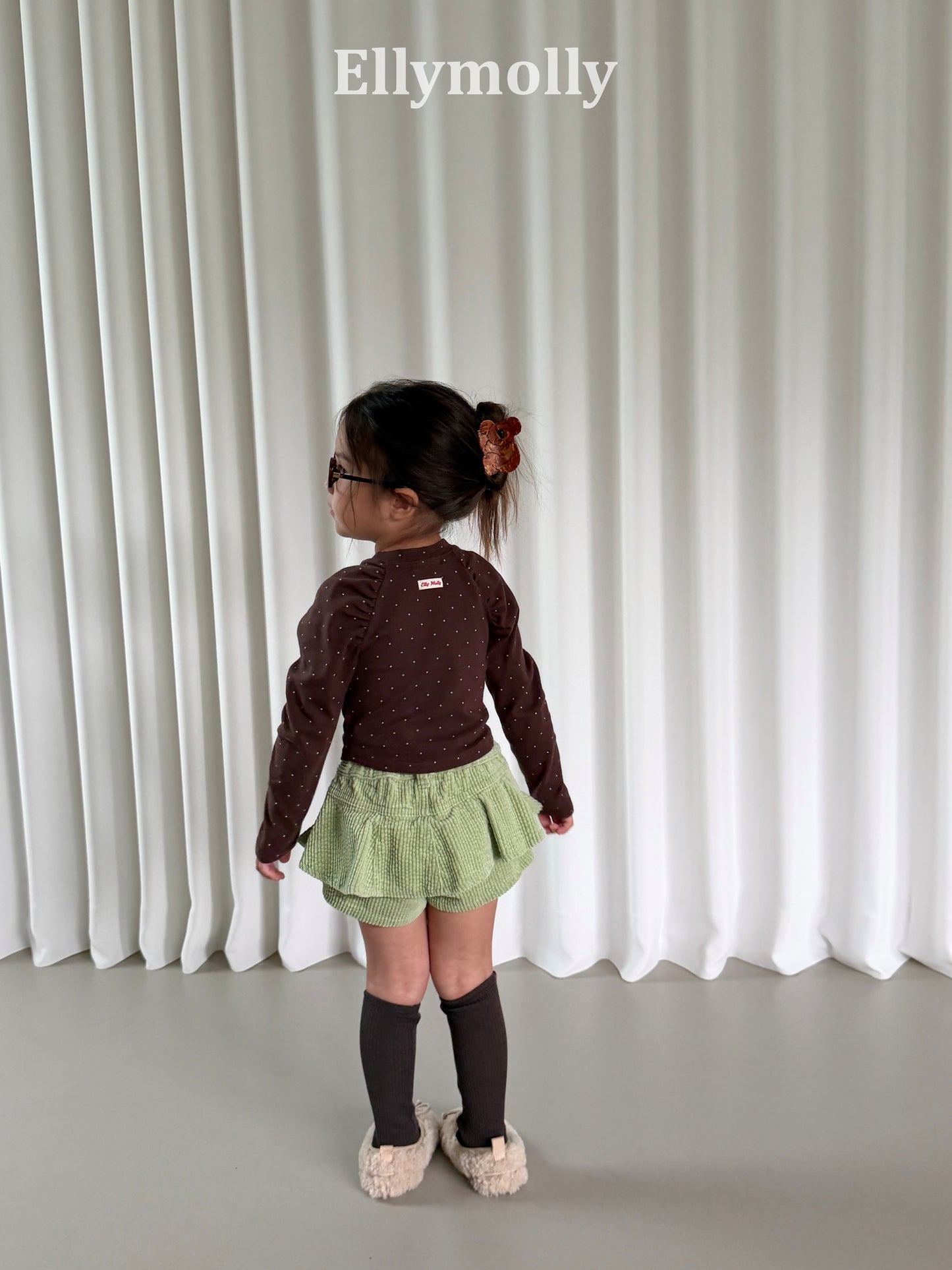 【PRE-ODER〆8.9(sun)】48.Giselle Dot Shirred T-Shirt | ellymolly