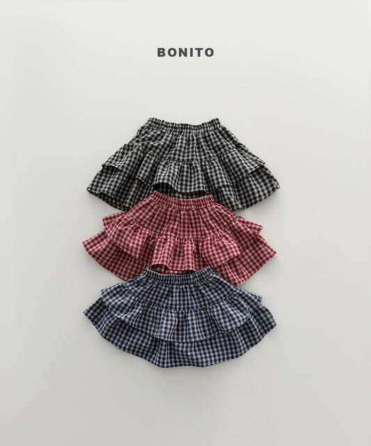 62.Check Tiered Skirt