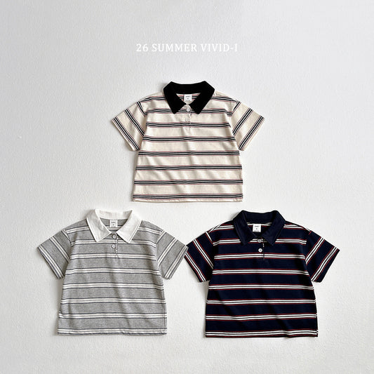 【PREORDER受付終了、ご希望はお問い合わせください。】64.Multi Collar Stripe ShortSleeve Top