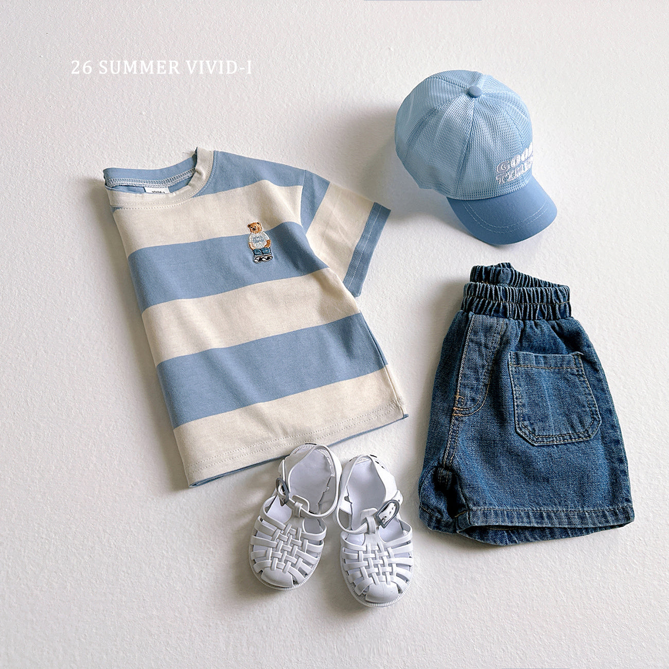 【PREORDER受付終了、ご希望はお問い合わせください。】60.Big Stripe Bear Embroidery ShortSleeve Tee