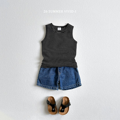 【PREORDER受付終了、ご希望はお問い合わせください。】84.[Set] Stripe Rib Sleeveless Top