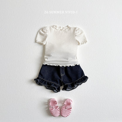 【PREORDER受付終了、ご希望はお問い合わせください。】12.Frill NonFade Denim Shorts