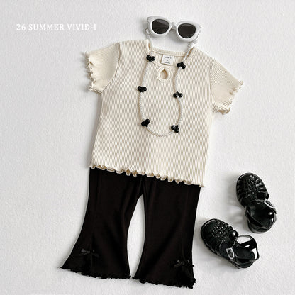 【PREORDER受付終了、ご希望はお問い合わせください。】27.Ribbon Slit Flare 7分丈 Pants