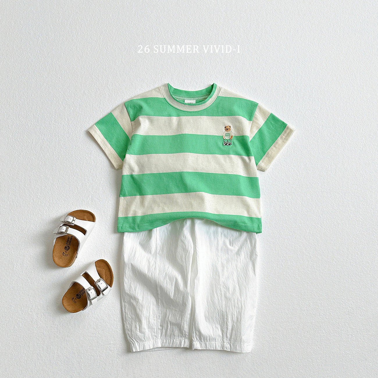 【PREORDER受付終了、ご希望はお問い合わせください。】60.Big Stripe Bear Embroidery ShortSleeve Tee