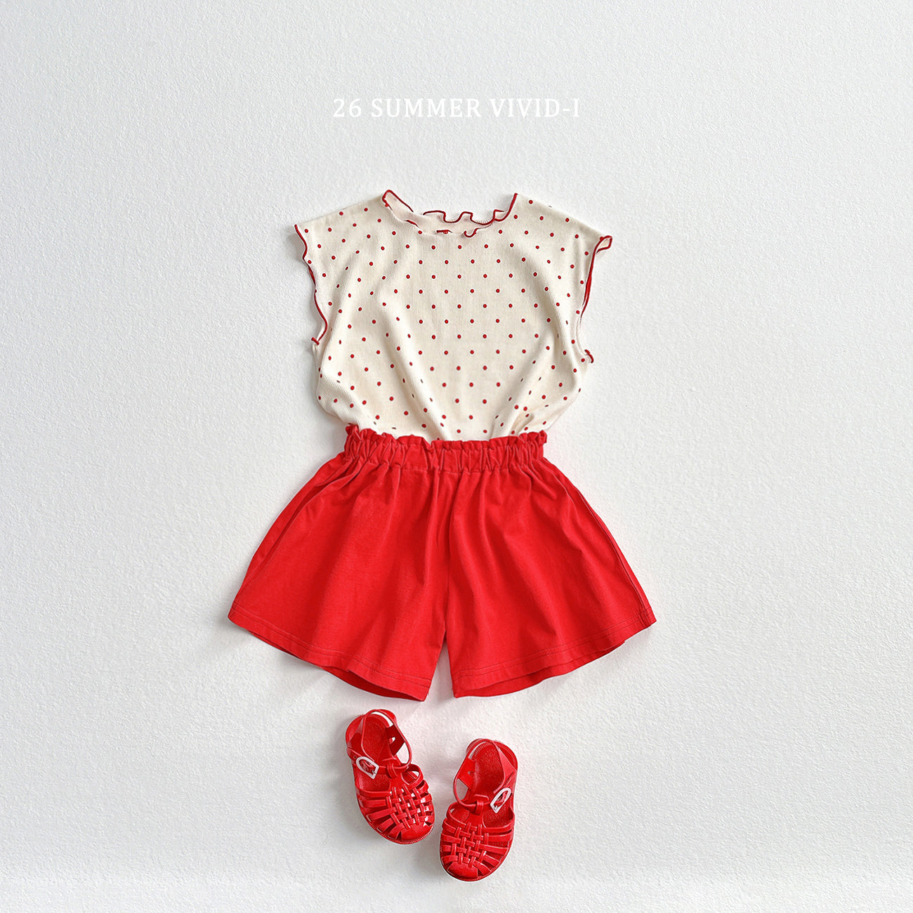 【PREORDER受付終了、ご希望はお問い合わせください。】83.Strawberry Dot Flare Tee