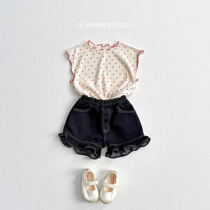 【PREORDER受付終了、ご希望はお問い合わせください。】12.Frill NonFade Denim Shorts