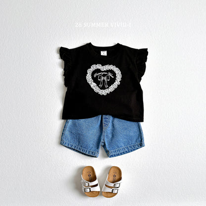 【PREORDER受付終了、ご希望はお問い合わせください。】80.Lace Heart Frill Tee