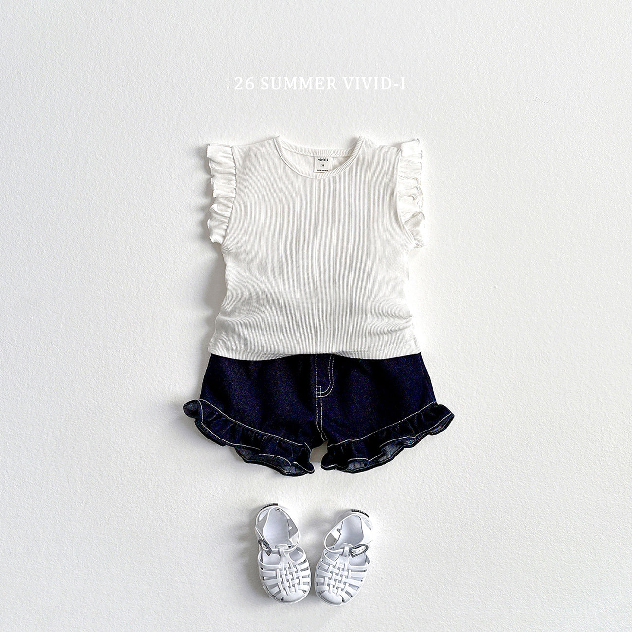 【PREORDER受付終了、ご希望はお問い合わせください。】77.Rib Frill Sleeveless Top