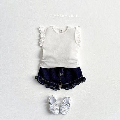 【PREORDER受付終了、ご希望はお問い合わせください。】77.Rib Frill Sleeveless Top