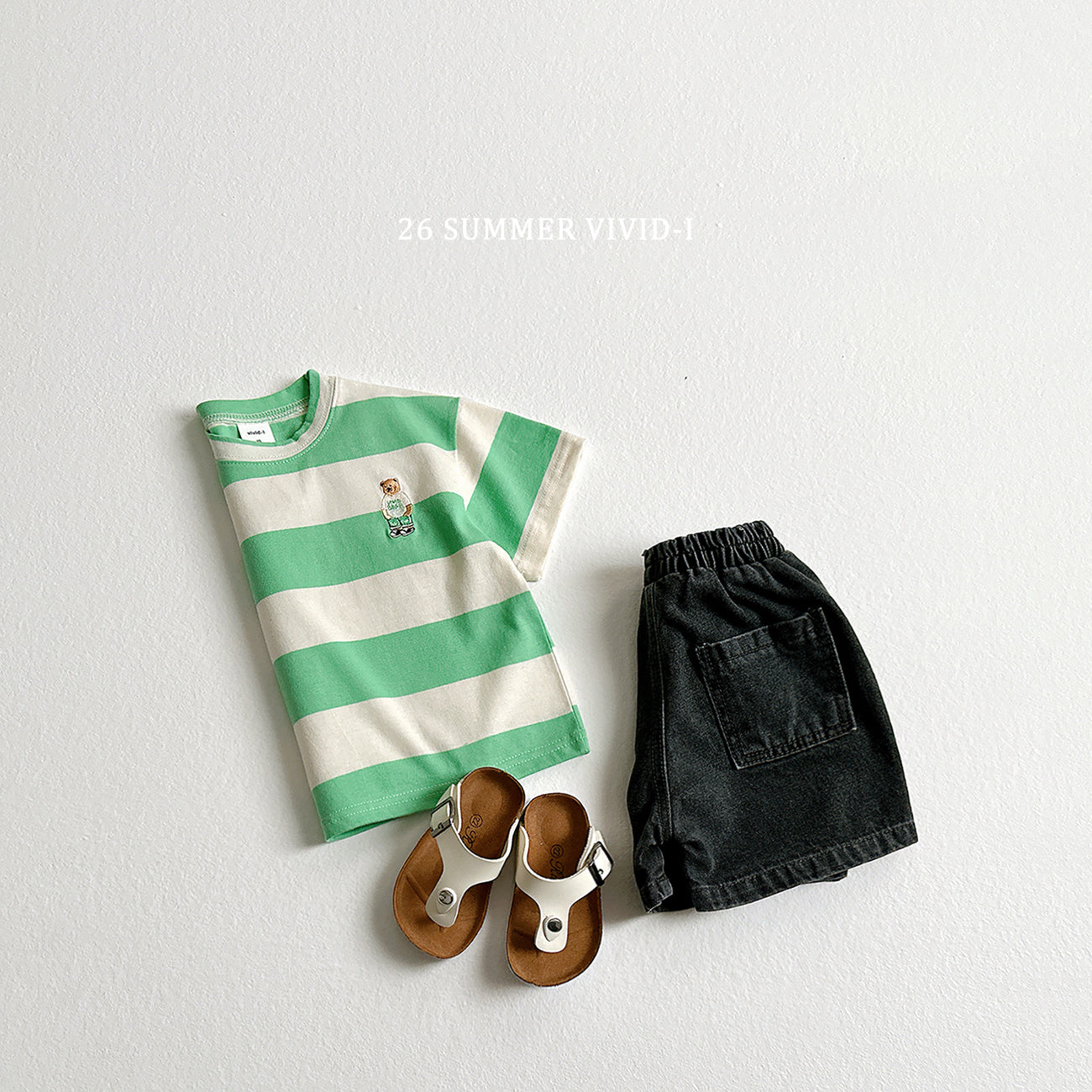 【PREORDER受付終了、ご希望はお問い合わせください。】60.Big Stripe Bear Embroidery ShortSleeve Tee