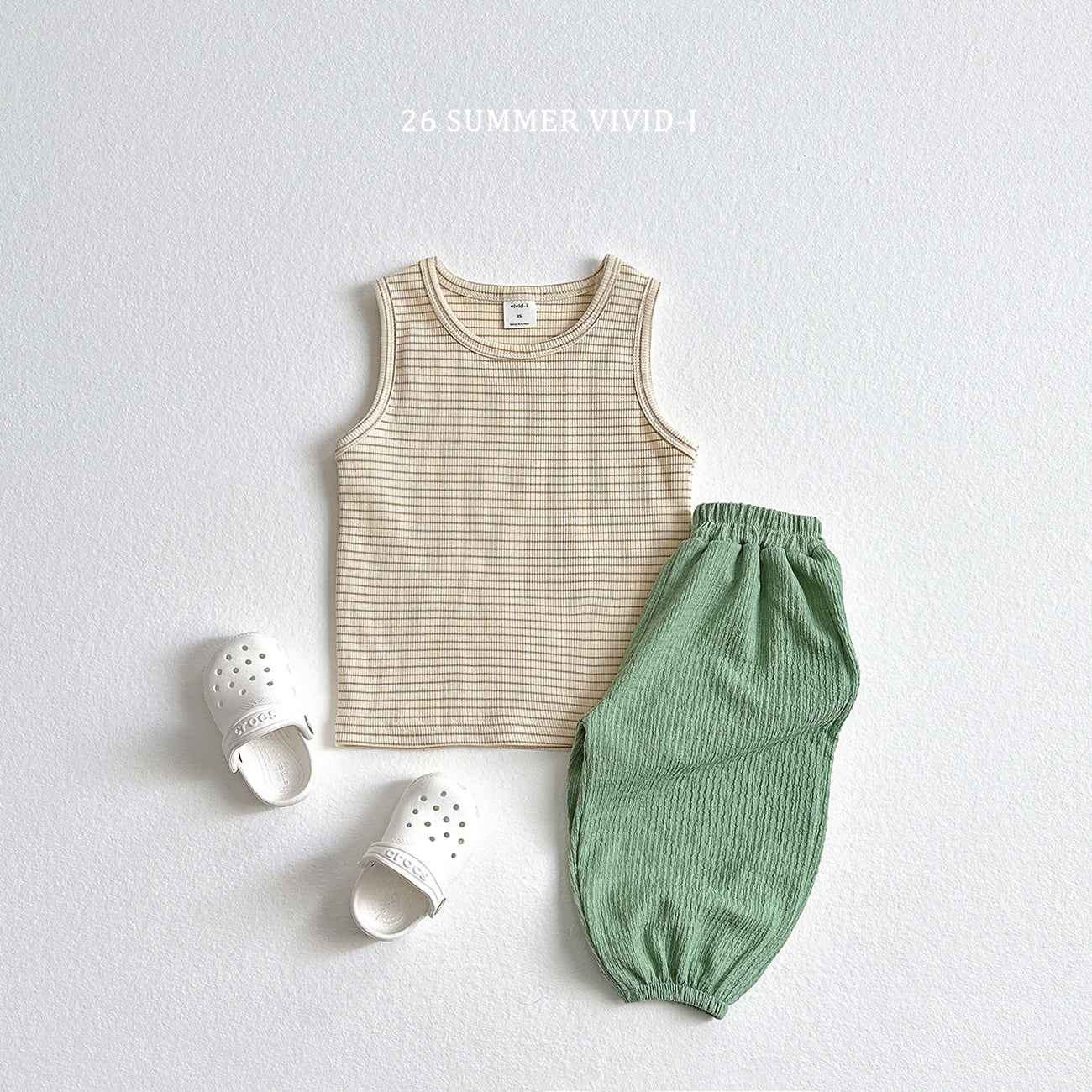 【PREORDER受付終了、ご希望はお問い合わせください。】84.[Set] Stripe Rib Sleeveless Top