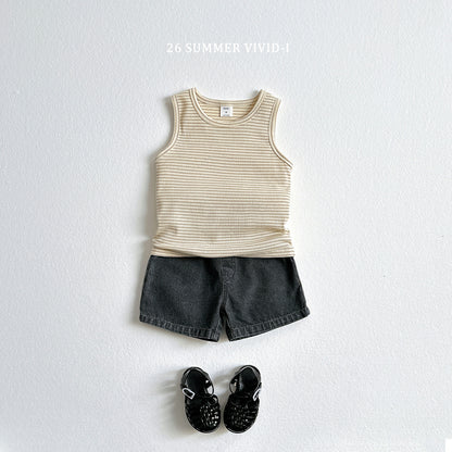 【PREORDER受付終了、ご希望はお問い合わせください。】84.[Set] Stripe Rib Sleeveless Top