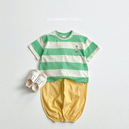 【PREORDER受付終了、ご希望はお問い合わせください。】60.Big Stripe Bear Embroidery ShortSleeve Tee