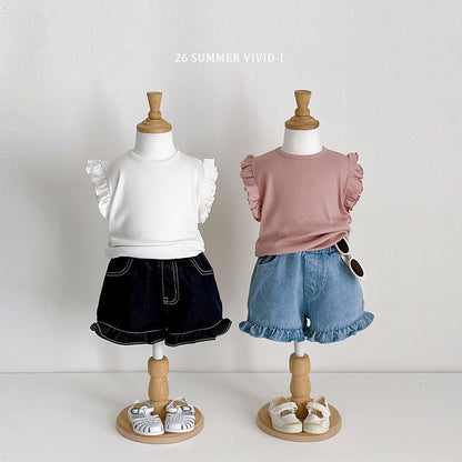 【PREORDER受付終了、ご希望はお問い合わせください。】12.Frill NonFade Denim Shorts