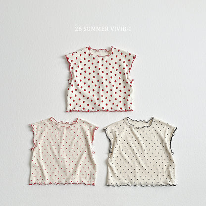 【PREORDER受付終了、ご希望はお問い合わせください。】83.Strawberry Dot Flare Tee