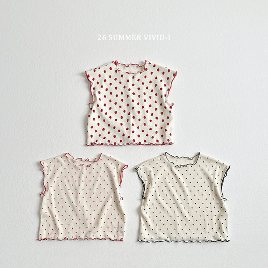 【PREORDER受付終了、ご希望はお問い合わせください。】83.Strawberry Dot Flare Tee