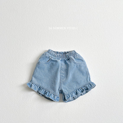 【PREORDER受付終了、ご希望はお問い合わせください。】12.Frill NonFade Denim Shorts