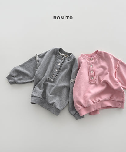34.Raw Edge Placket Sweatshirt