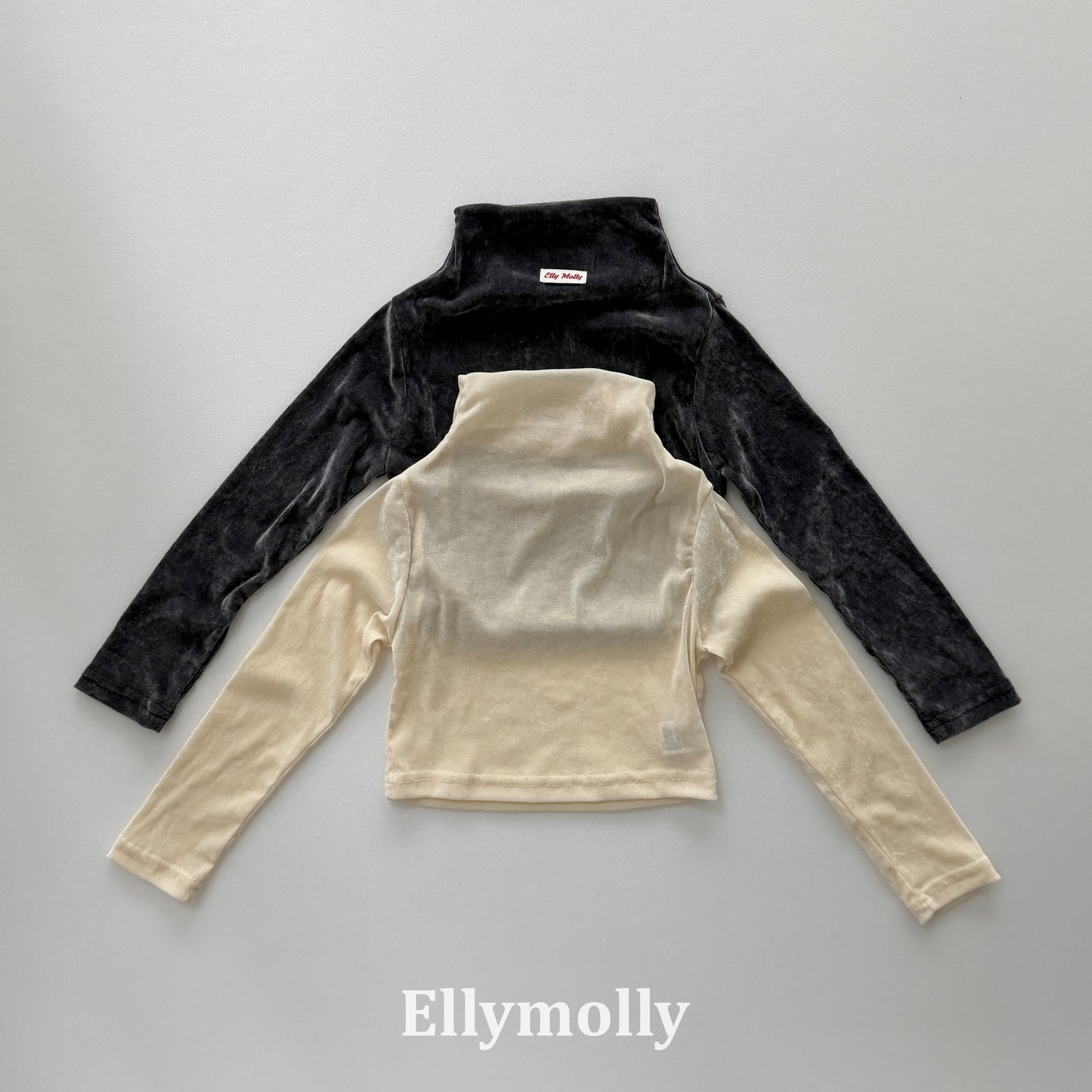 【PRE-ODER〆8.9(sun)】44.Velvet Mesh Mock-Neck Top | ellymolly
