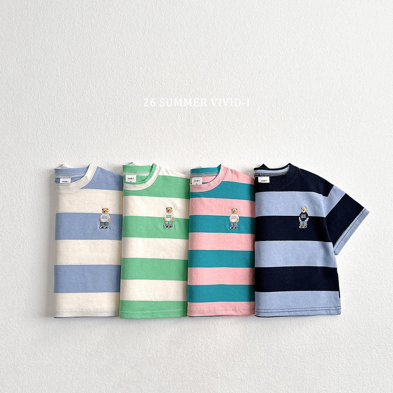 【PREORDER受付終了、ご希望はお問い合わせください。】60.Big Stripe Bear Embroidery ShortSleeve Tee