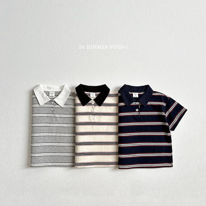 【PREORDER受付終了、ご希望はお問い合わせください。】64.Multi Collar Stripe ShortSleeve Top