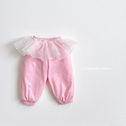 【PREORDER受付終了、ご希望はお問い合わせください。】32.Summer Frill Chiffon Jogger Pants