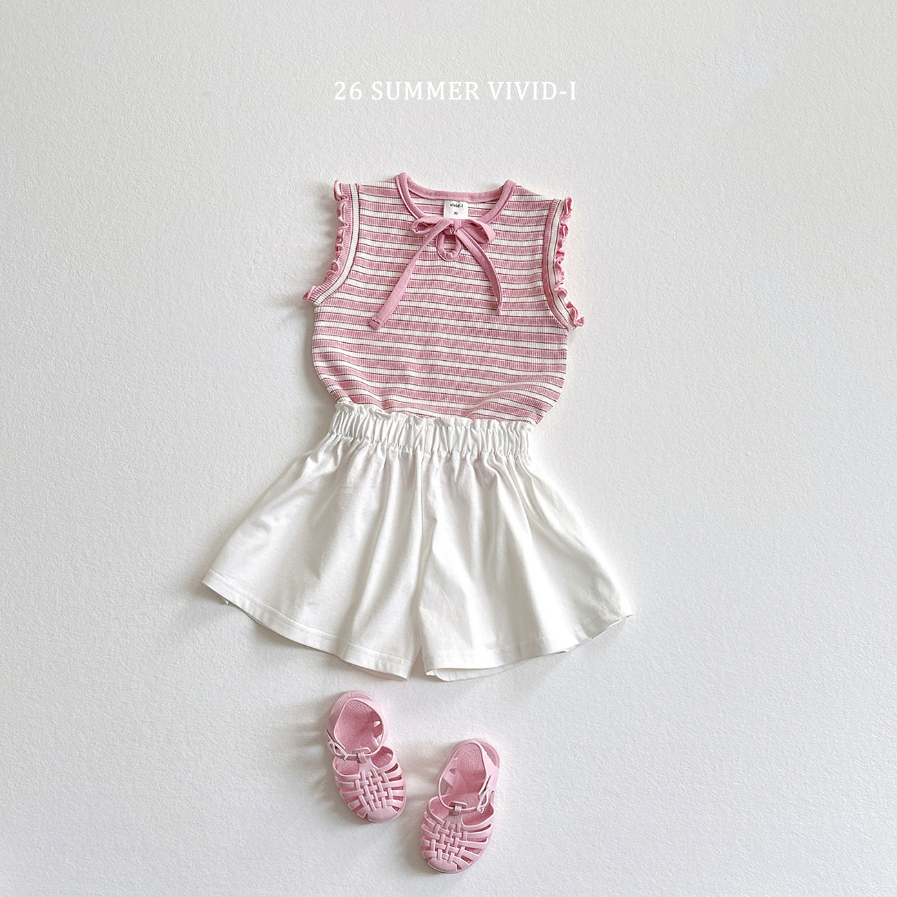 【PREORDER受付終了、ご希望はお問い合わせください。】76.Ribbon Hole Stripe Sleeveless Top