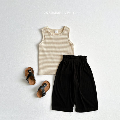 【PREORDER受付終了、ご希望はお問い合わせください。】84.[Set] Stripe Rib Sleeveless Top