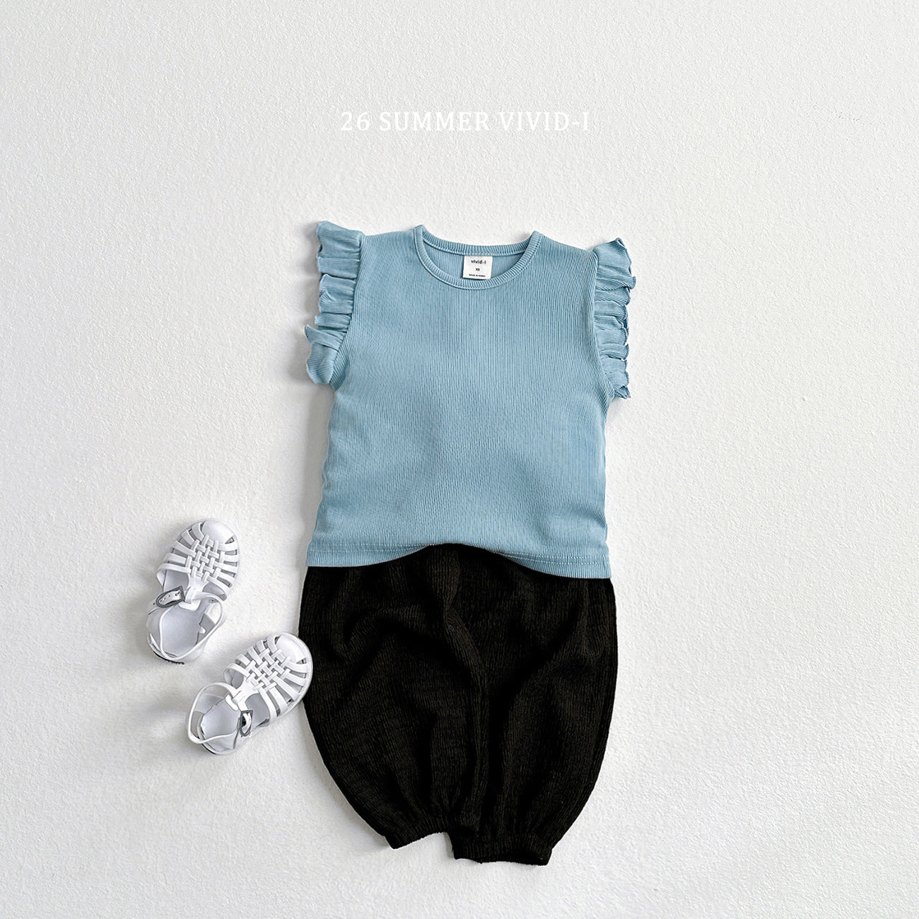 【PREORDER受付終了、ご希望はお問い合わせください。】77.Rib Frill Sleeveless Top