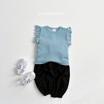【PREORDER受付終了、ご希望はお問い合わせください。】77.Rib Frill Sleeveless Top