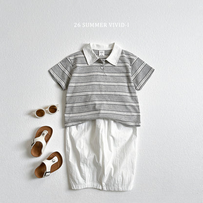【PREORDER受付終了、ご希望はお問い合わせください。】64.Multi Collar Stripe ShortSleeve Top