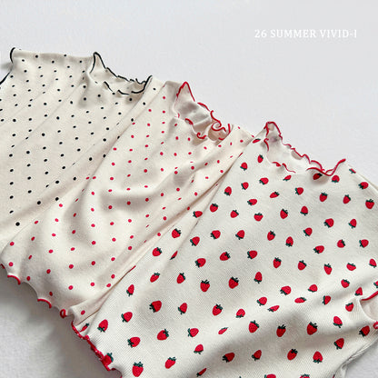【PREORDER受付終了、ご希望はお問い合わせください。】83.Strawberry Dot Flare Tee