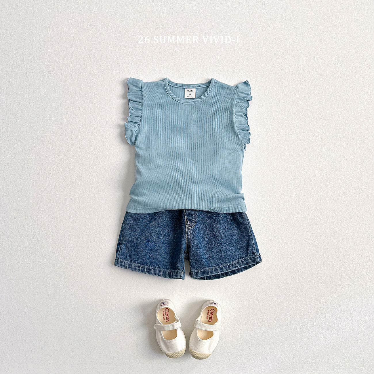 【PREORDER受付終了、ご希望はお問い合わせください。】77.Rib Frill Sleeveless Top
