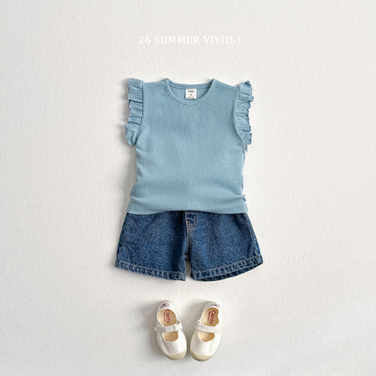 【PREORDER受付終了、ご希望はお問い合わせください。】77.Rib Frill Sleeveless Top