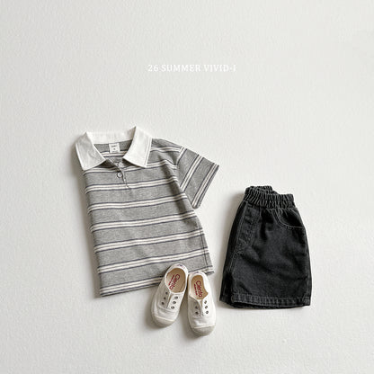 【PREORDER受付終了、ご希望はお問い合わせください。】64.Multi Collar Stripe ShortSleeve Top