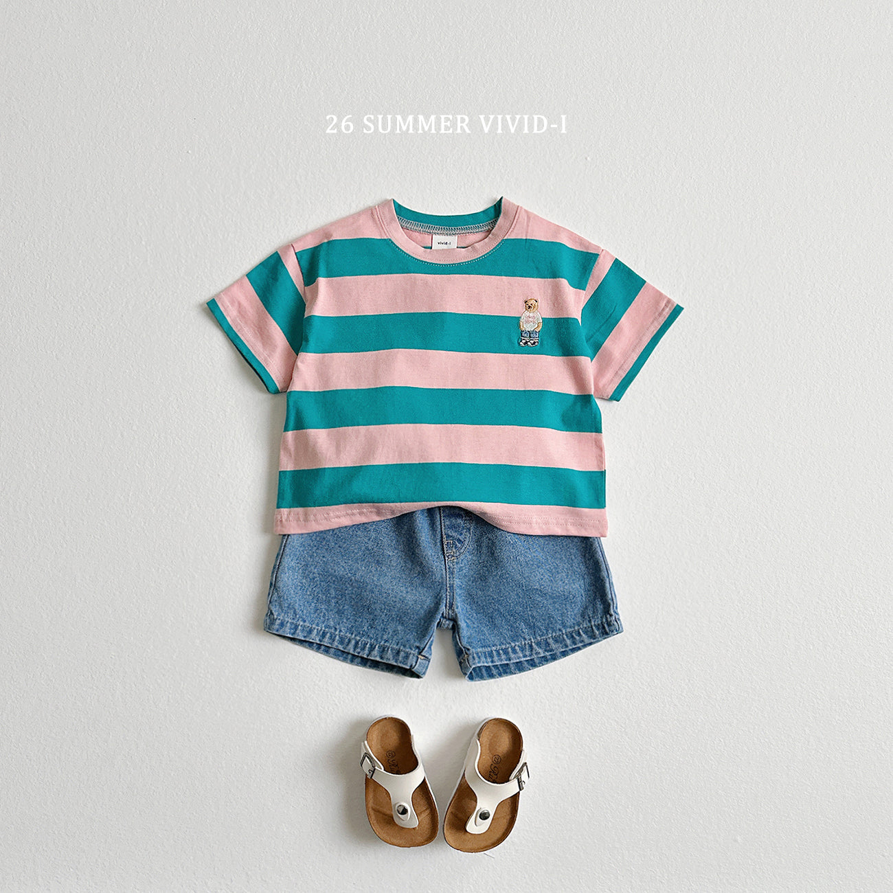 【PREORDER受付終了、ご希望はお問い合わせください。】60.Big Stripe Bear Embroidery ShortSleeve Tee