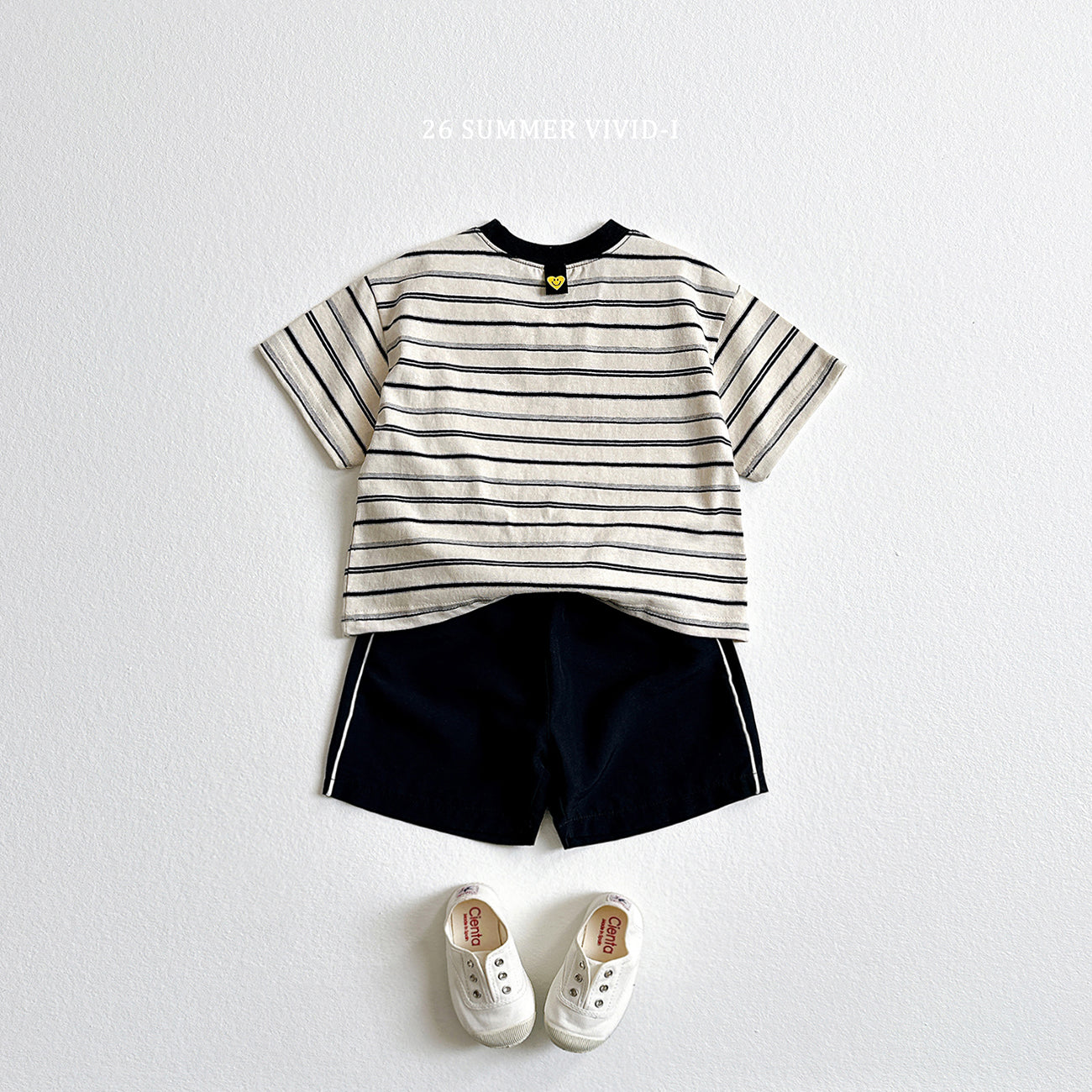 【PREORDER受付終了、ご希望はお問い合わせください。】62.Heart Smile Stripe Tee