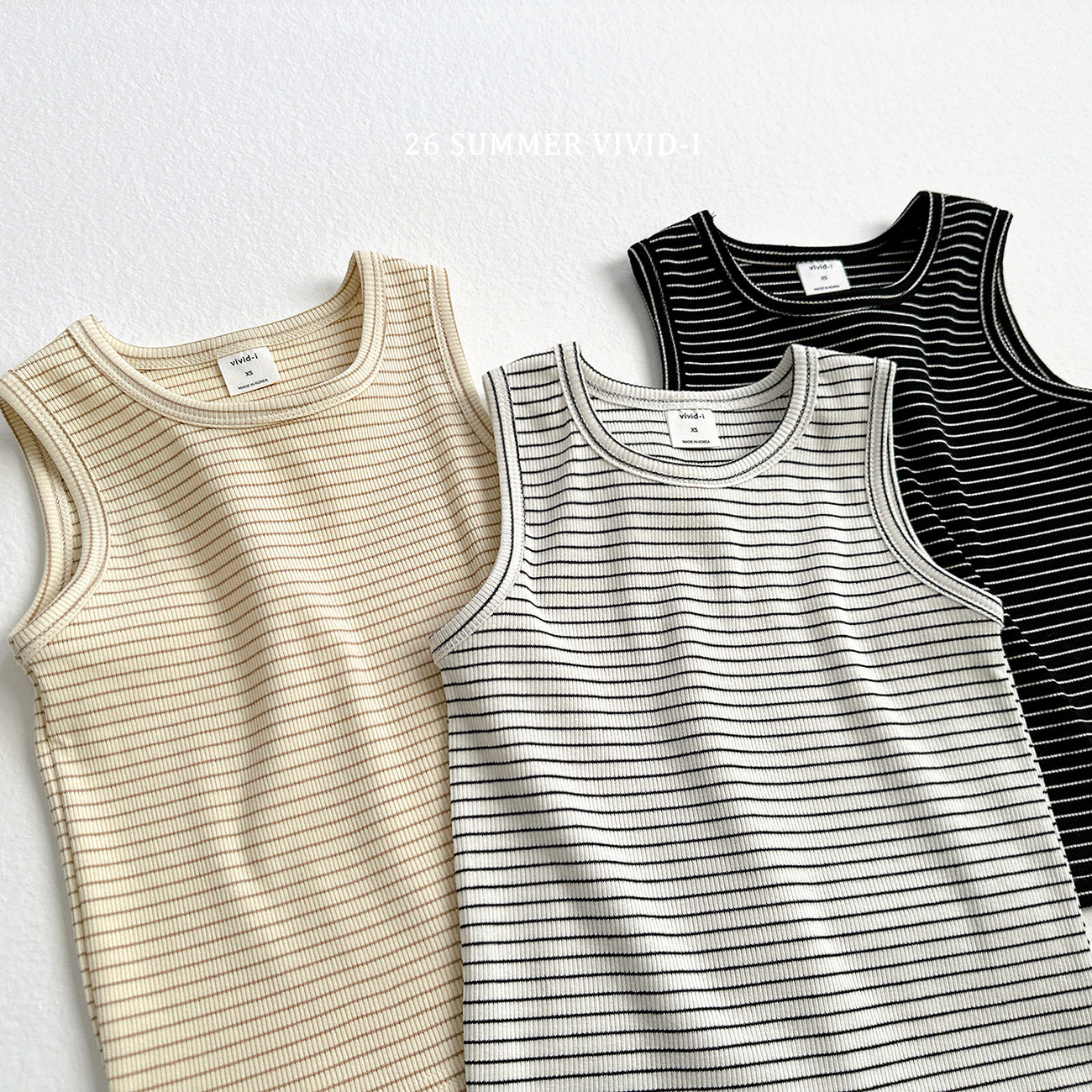 【PREORDER受付終了、ご希望はお問い合わせください。】84.[Set] Stripe Rib Sleeveless Top