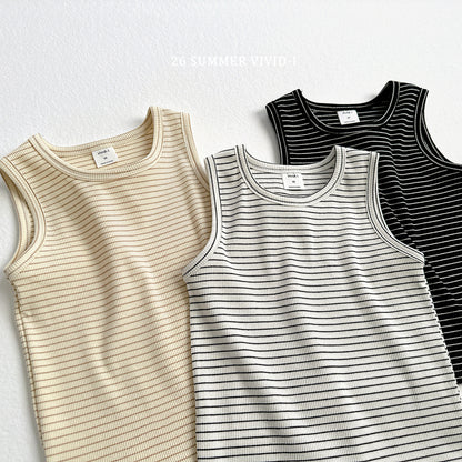 【PREORDER受付終了、ご希望はお問い合わせください。】84.[Set] Stripe Rib Sleeveless Top