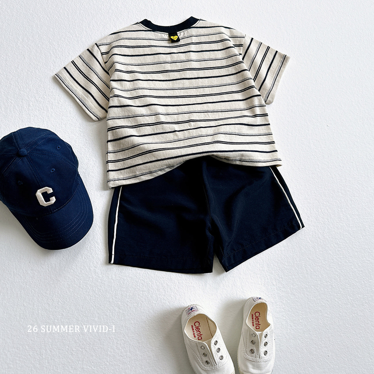 【PREORDER受付終了、ご希望はお問い合わせください。】62.Heart Smile Stripe Tee