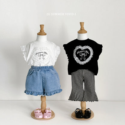 【PREORDER受付終了、ご希望はお問い合わせください。】80.Lace Heart Frill Tee