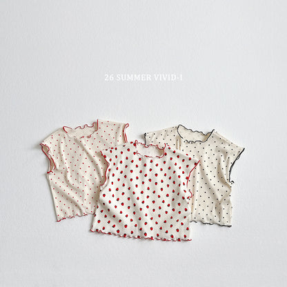 【PREORDER受付終了、ご希望はお問い合わせください。】83.Strawberry Dot Flare Tee