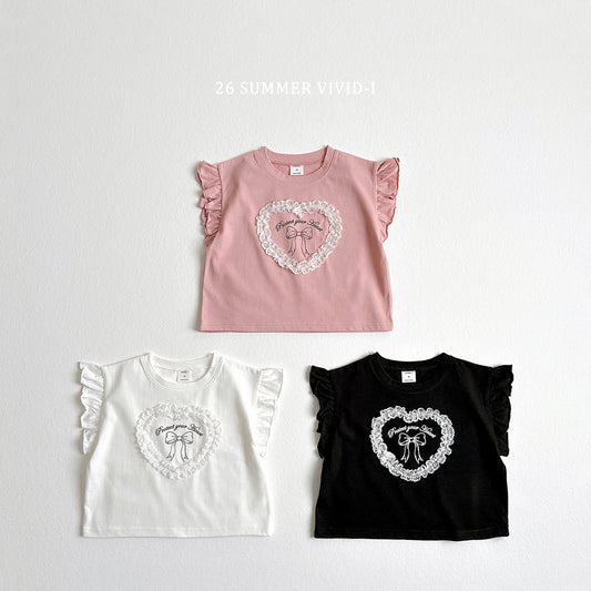 【PREORDER受付終了、ご希望はお問い合わせください。】80.Lace Heart Frill Tee
