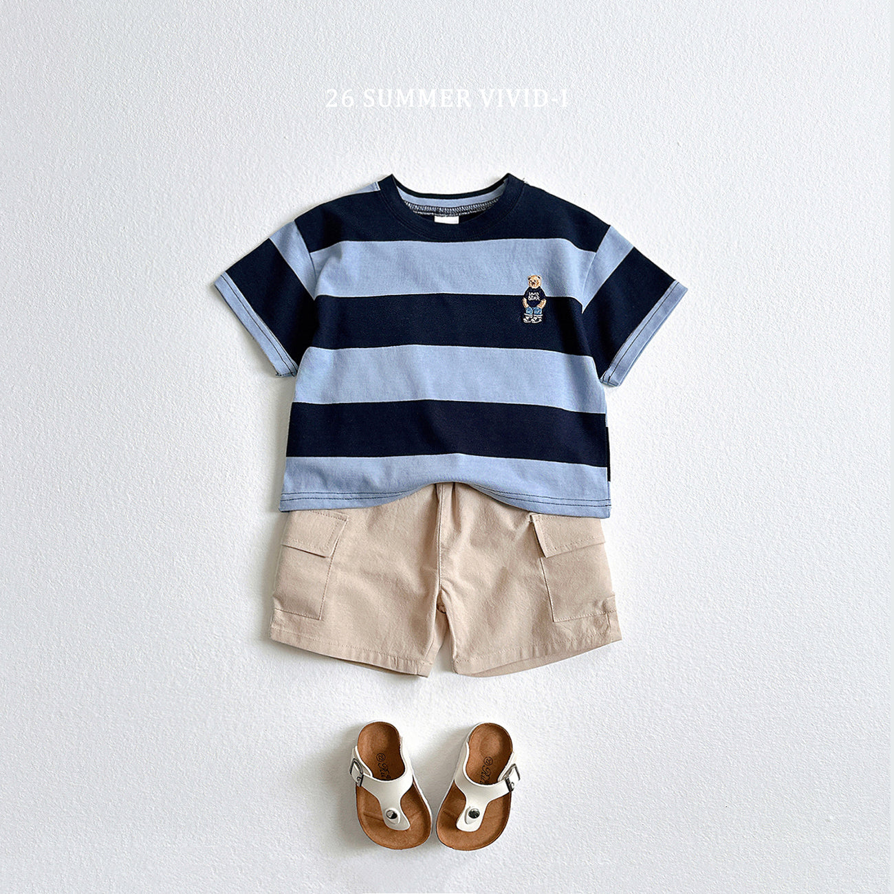 【PREORDER受付終了、ご希望はお問い合わせください。】60.Big Stripe Bear Embroidery ShortSleeve Tee